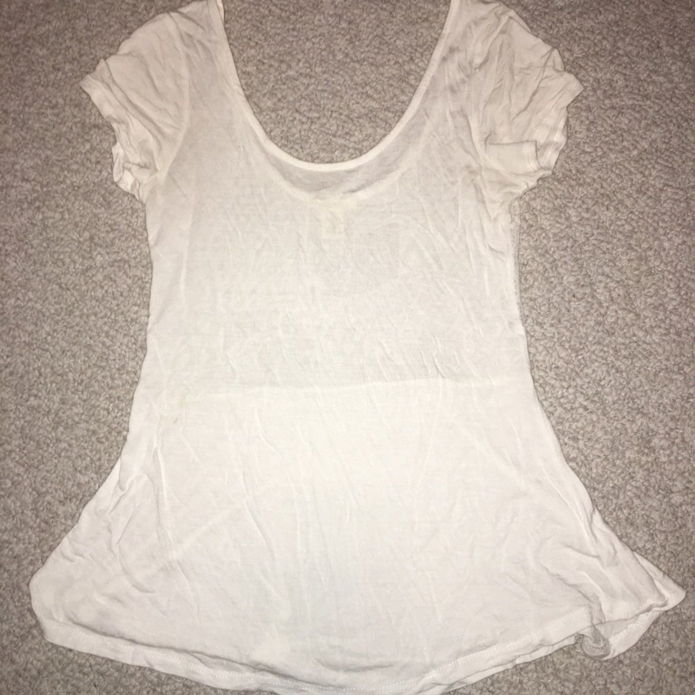 Forever 21 ScoopNeck White Peplum Back Shirt